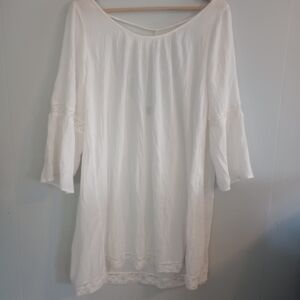Aerie Sheer White Bell Sleeve Tunic/Swimsuit Cover Size L